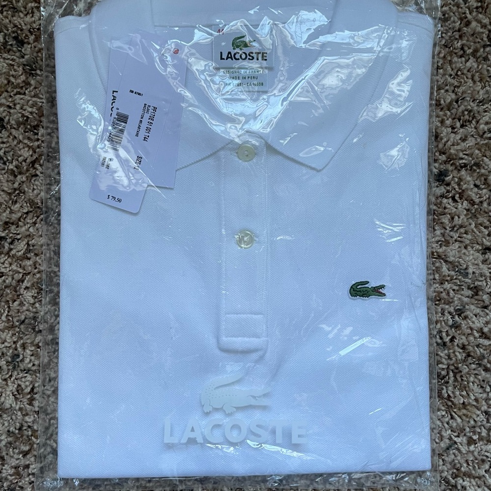 Lacoste Women's polo shirt NWT size 12 white